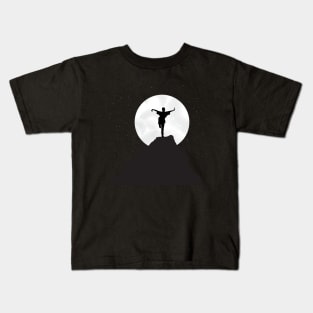 Kung fu fighter training on mountain top Kids T-Shirt